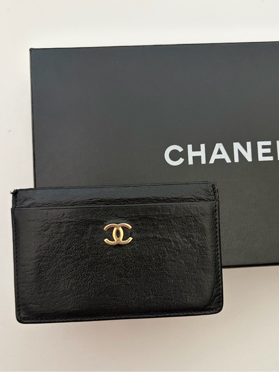 CHANEL Handbags - CHANEL Black Leather Card Holder with Gold CC logo - Authentic